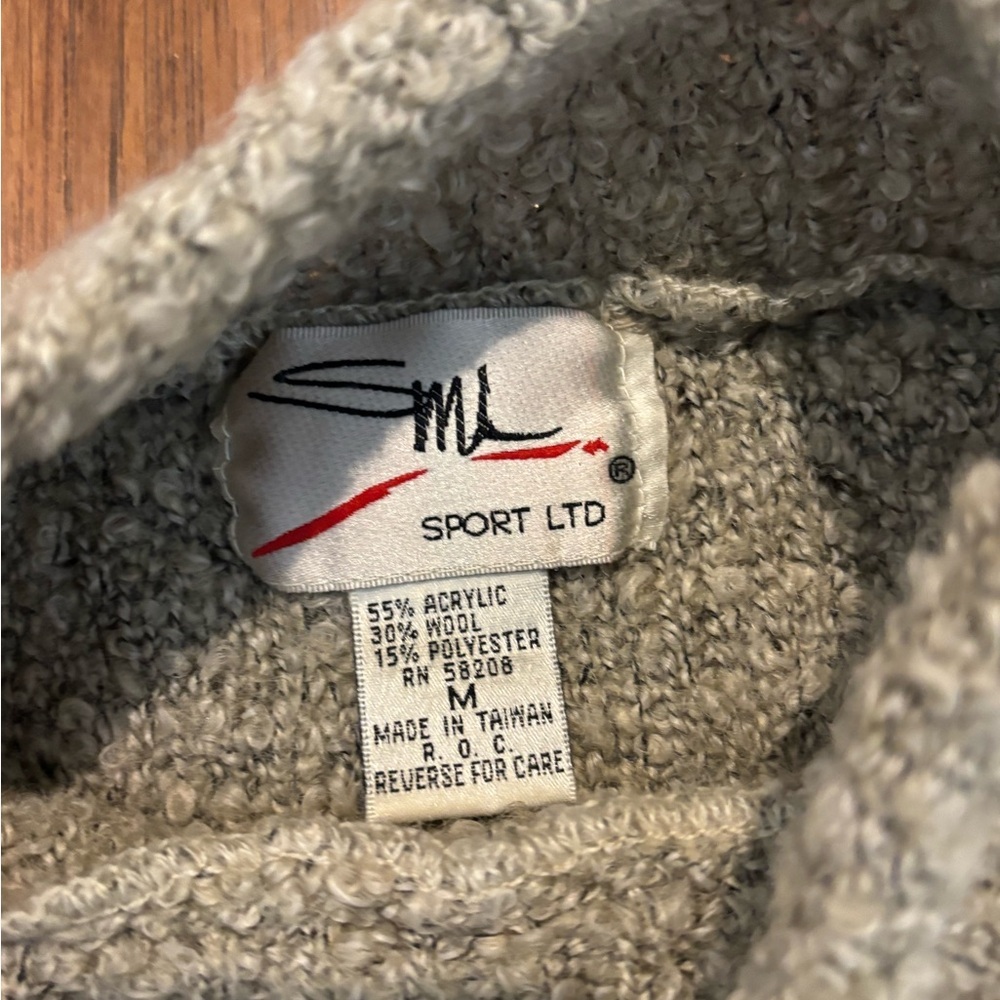 Vintage SML Sport Fuzzy Bouclé Knit Sweater Wool Blend Cozy Neutral - Picture 5 of 7